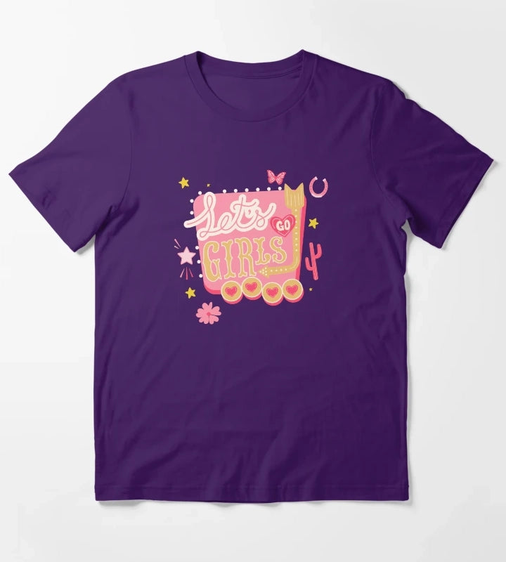 Lets Go Girls Pink Cowgirl Aesthetic T-Shirt Purple