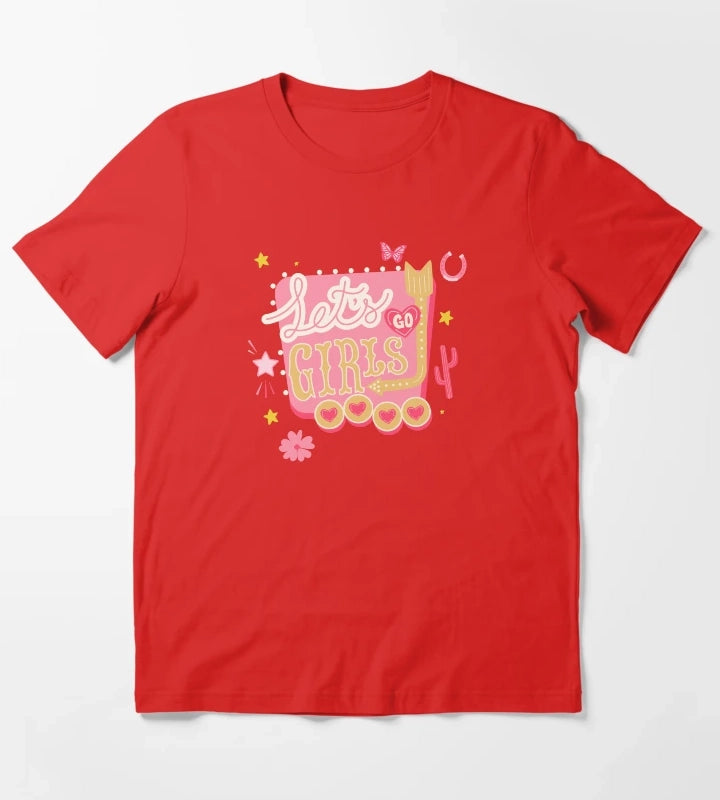 Lets Go Girls Pink Cowgirl Aesthetic T-Shirt Red