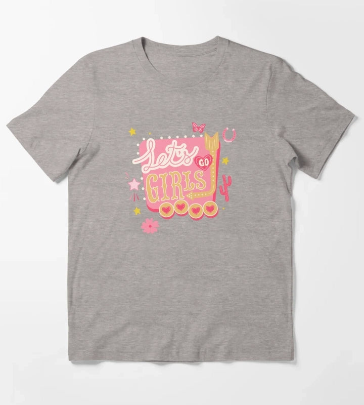 Lets Go Girls Pink Cowgirl Aesthetic T-Shirt Heather Grey