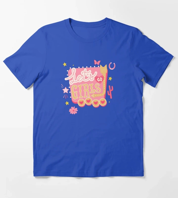 Lets Go Girls Pink Cowgirl Aesthetic T-Shirt Blue