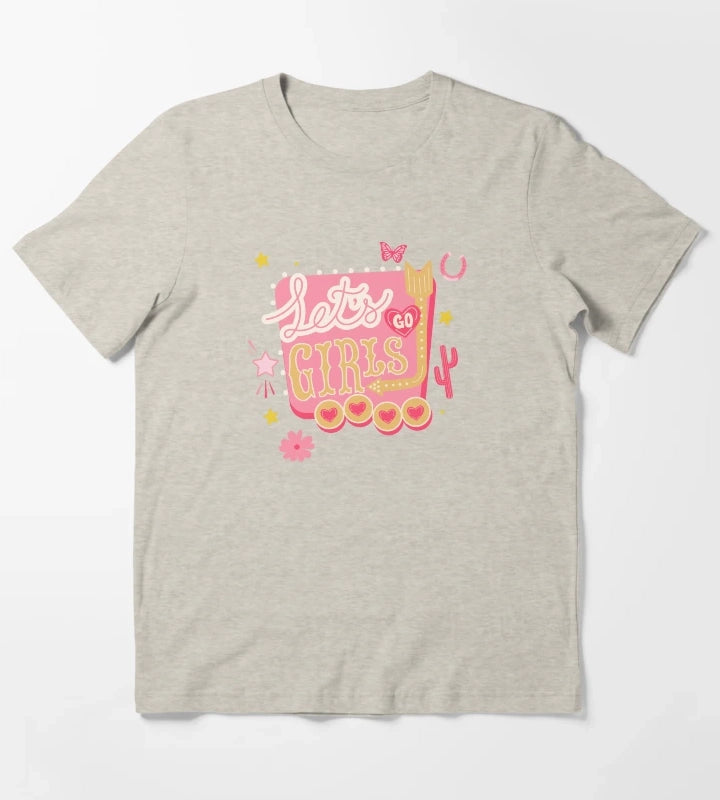 Lets Go Girls Pink Cowgirl Aesthetic T-Shirt Cream