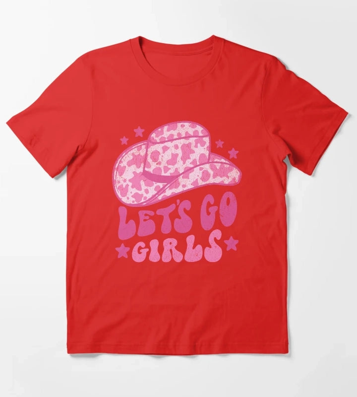 Lets Go Girls Retro Space Cowgirl Hat Pink T-Shirt Red