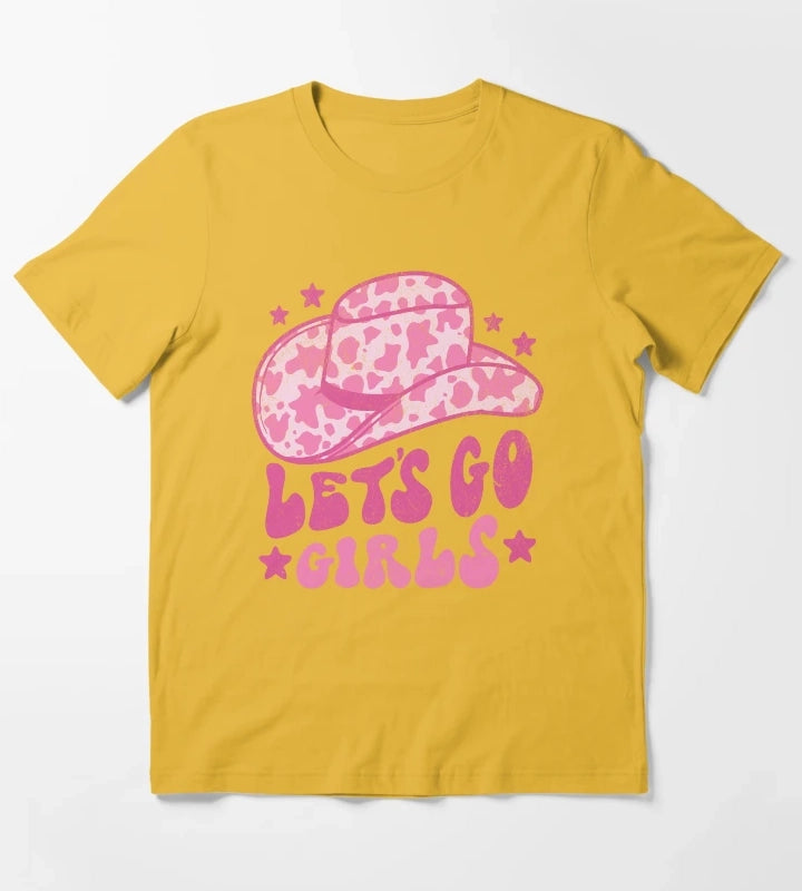 Lets Go Girls Retro Space Cowgirl Hat Pink T-Shirt Yellow