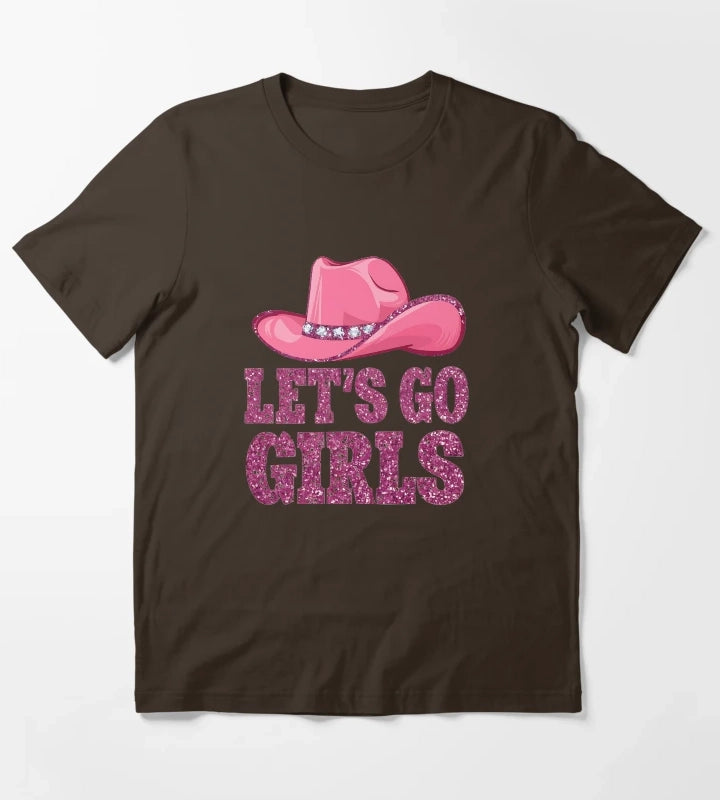 Lets Go Girls Space Cowgirl Hat Pink T-Shirt Brown