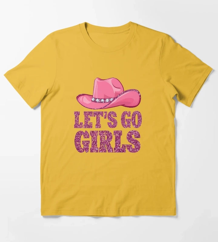 Lets Go Girls Space Cowgirl Hat Pink T-Shirt Yellow