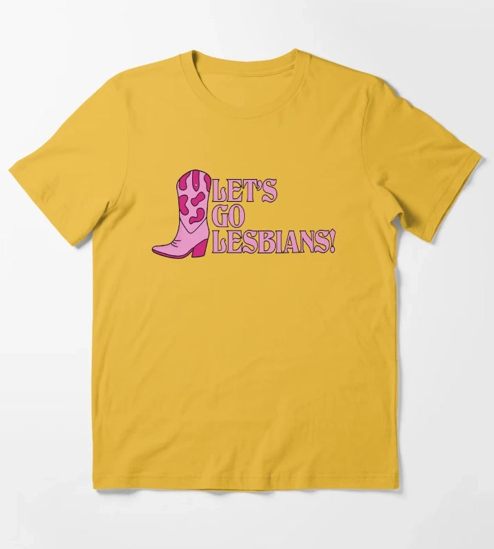 Lets Go Lesbians Lesbian Shirt Lesbian Cowgirl T-Shirt Yellow