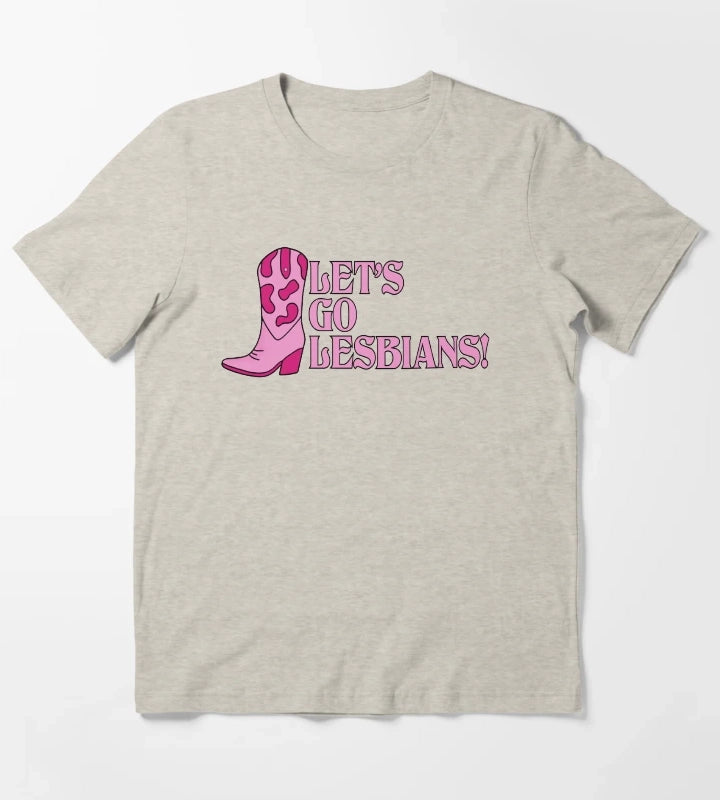 Lets Go Lesbians Lesbian Shirt Lesbian Cowgirl T-Shirt Cream