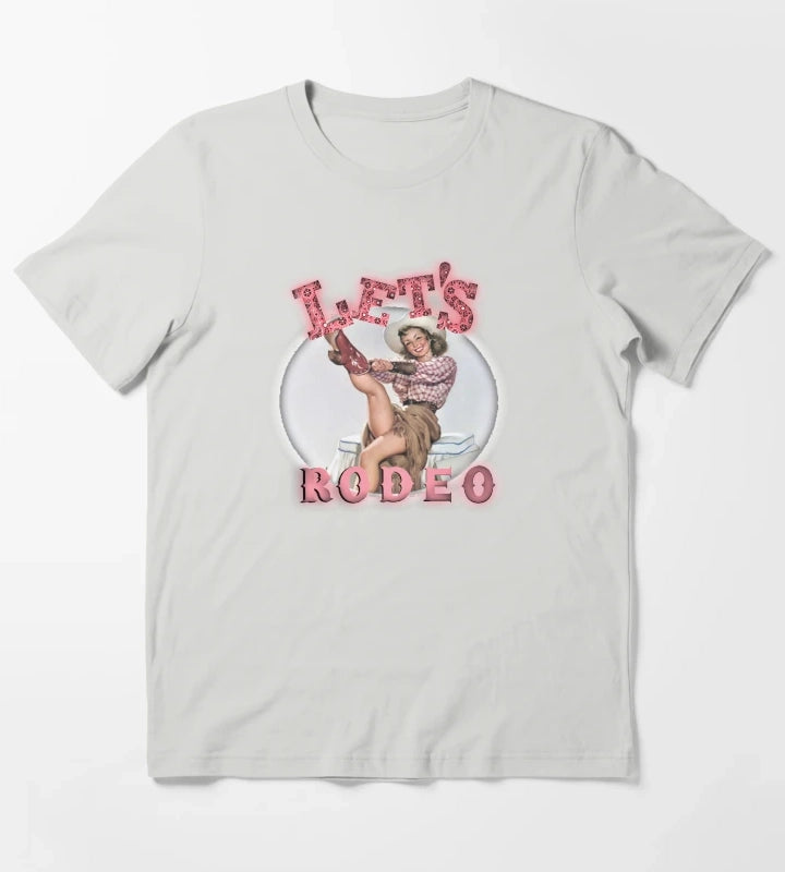 Lets Rodeo Vintage Cowgirl T-Shirt Light Grey