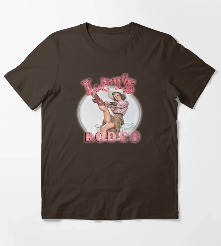 Lets Rodeo Vintage Cowgirl T-Shirt Brown