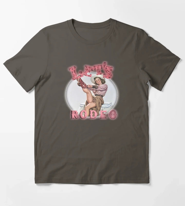Lets Rodeo Vintage Cowgirl T-Shirt Dark Grey
