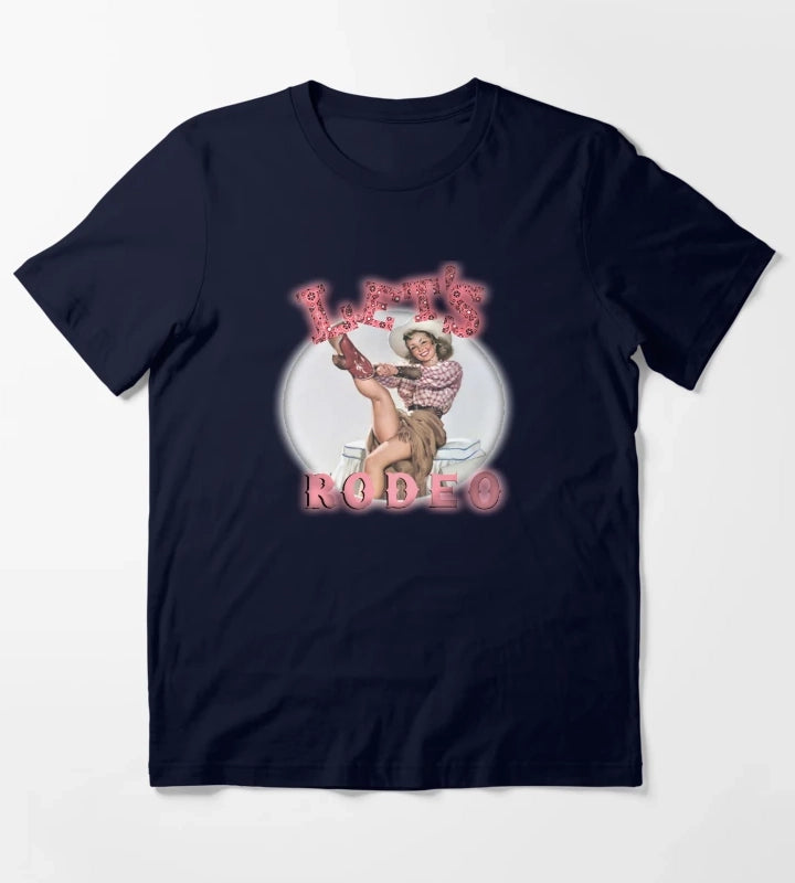 Lets Rodeo Vintage Cowgirl T-Shirt Navy