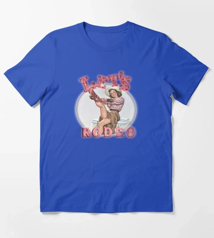 Lets Rodeo Vintage Cowgirl T-Shirt Blue