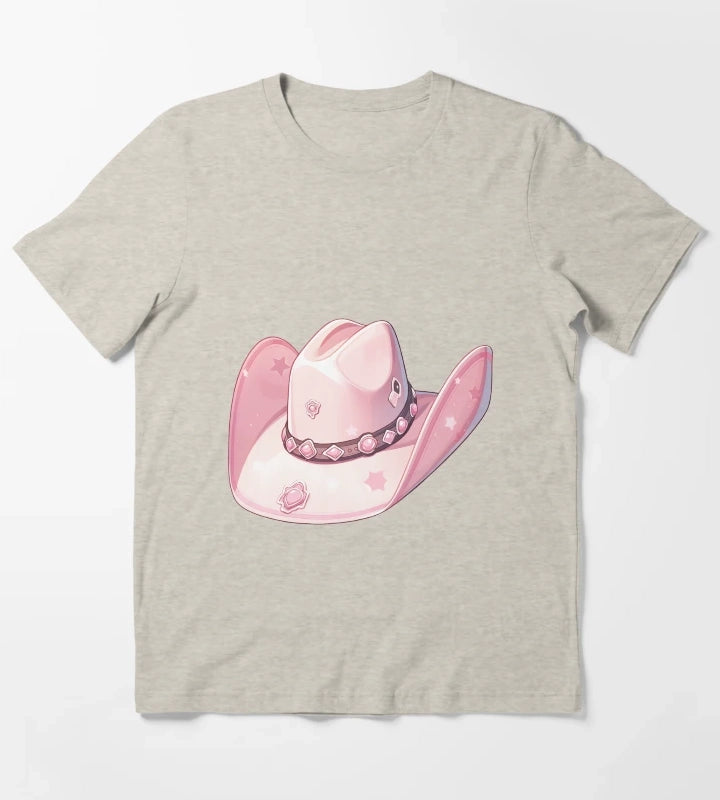 Lets go Girls Cute Pink Cowboy Cowgirl Hat T-Shirt Cream