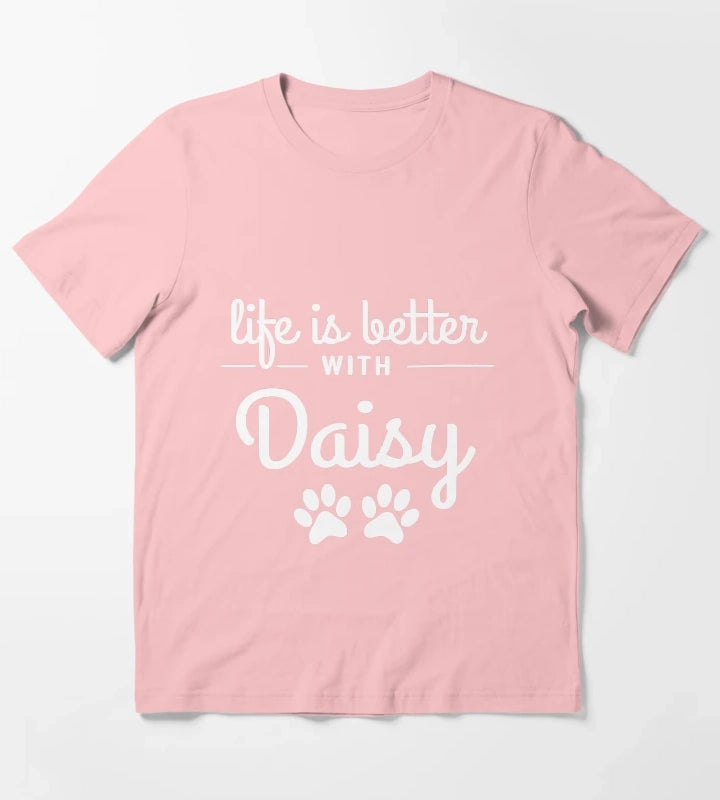 Life Is Better With Daisy Pet Lovers Dog Cat Owners T-Shirt Dark Grey