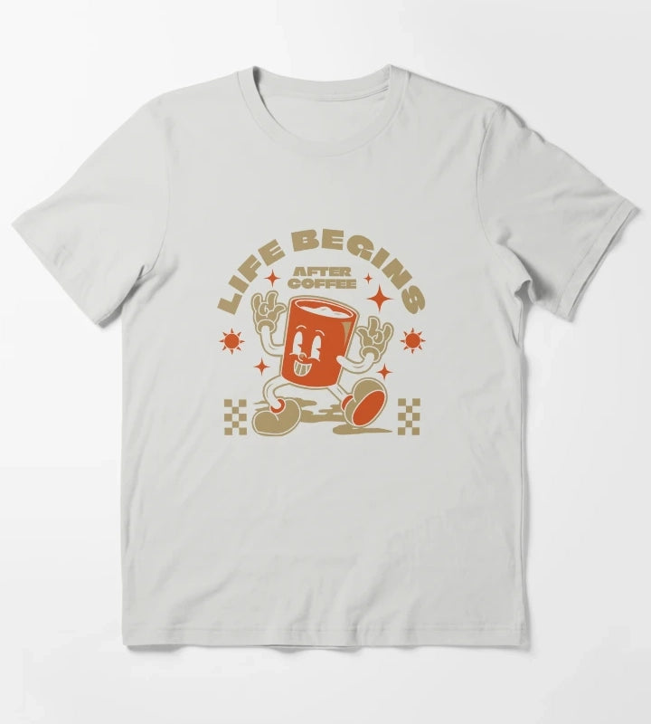 Life begins after coffee T-Shirt Light Grey