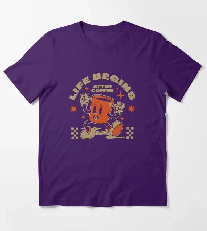 Life begins after coffee T-Shirt Purple