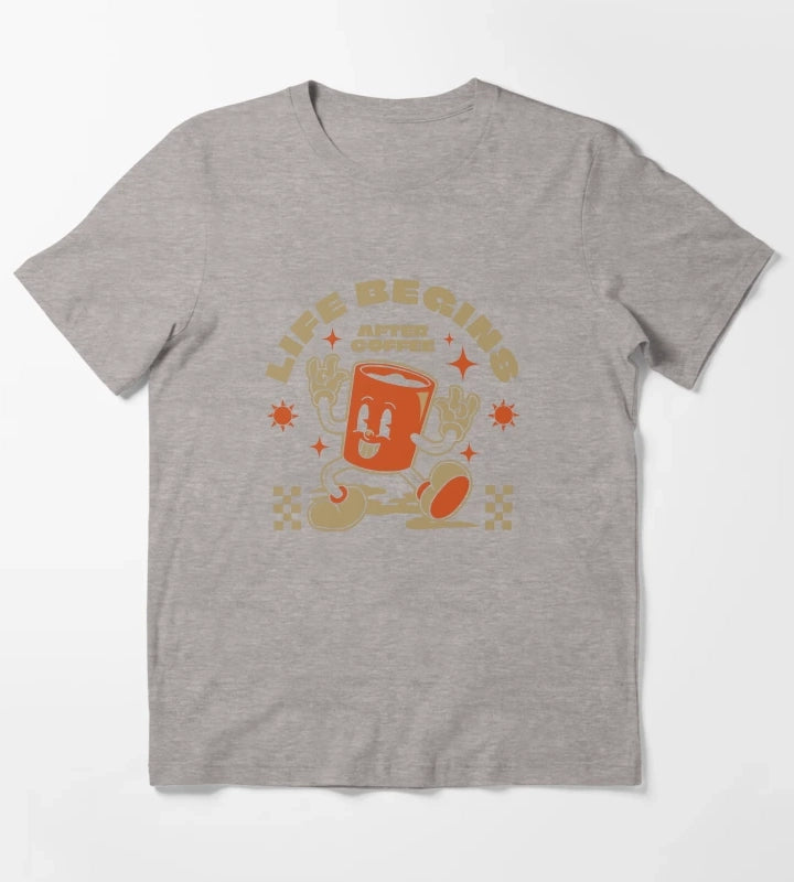 Life begins after coffee T-Shirt Heather Grey