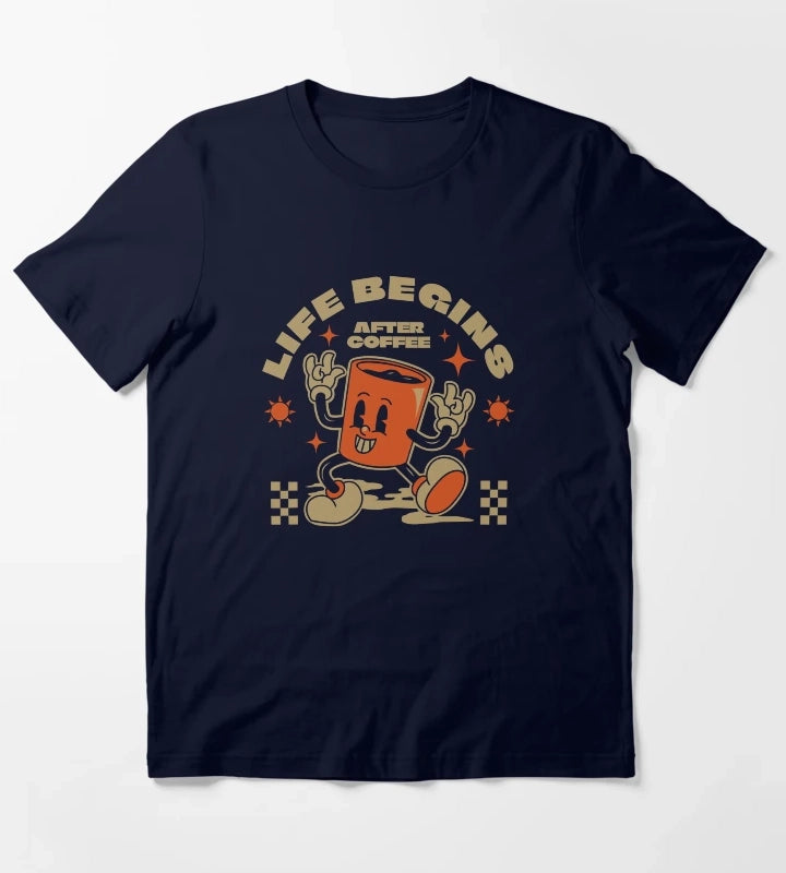 Life begins after coffee T-Shirt Navy