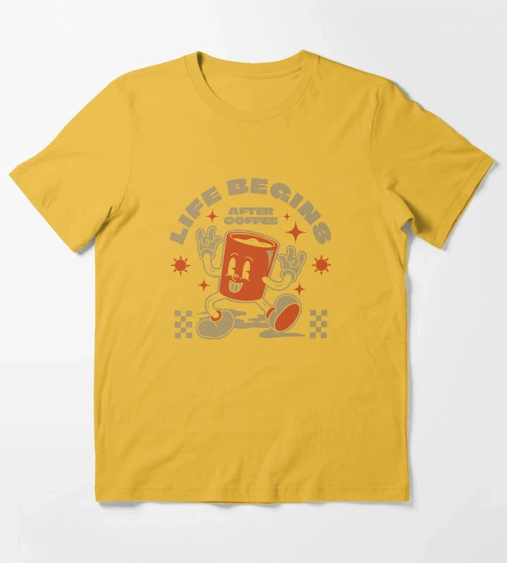 Life begins after coffee T-Shirt Yellow