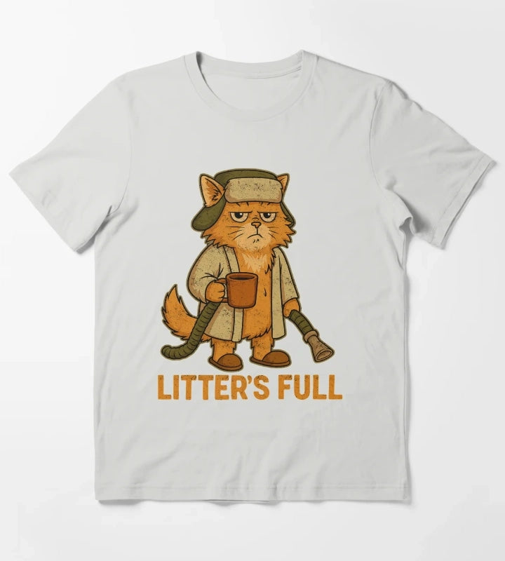 Litters Full Funny Cat Christmas Vintage Design T-Shirt Light Grey