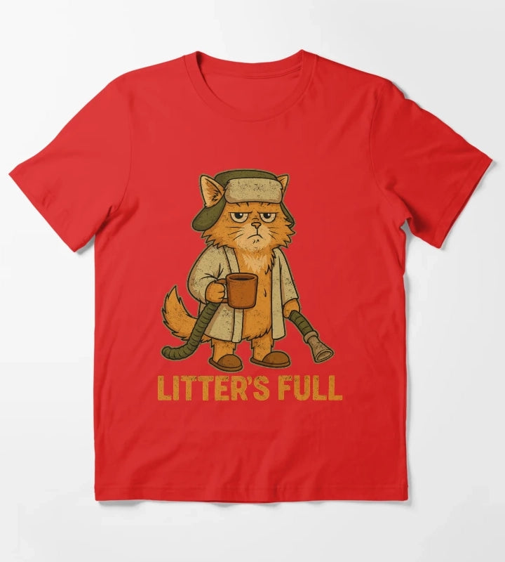 Litters Full Funny Cat Christmas Vintage Design T-Shirt Red