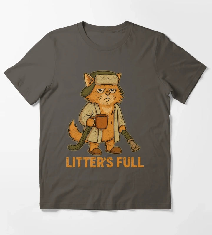 Litters Full Funny Cat Christmas Vintage Design T-Shirt Dark Grey