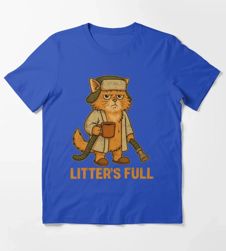 Litters Full Funny Cat Christmas Vintage Design T-Shirt Blue