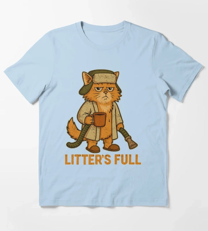 Litters Full Funny Cat Christmas Vintage Design T-Shirt Sky Blue