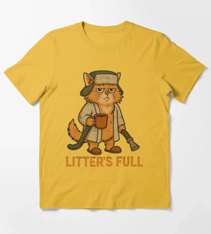 Litters Full Funny Cat Christmas Vintage Design T-Shirt Yellow
