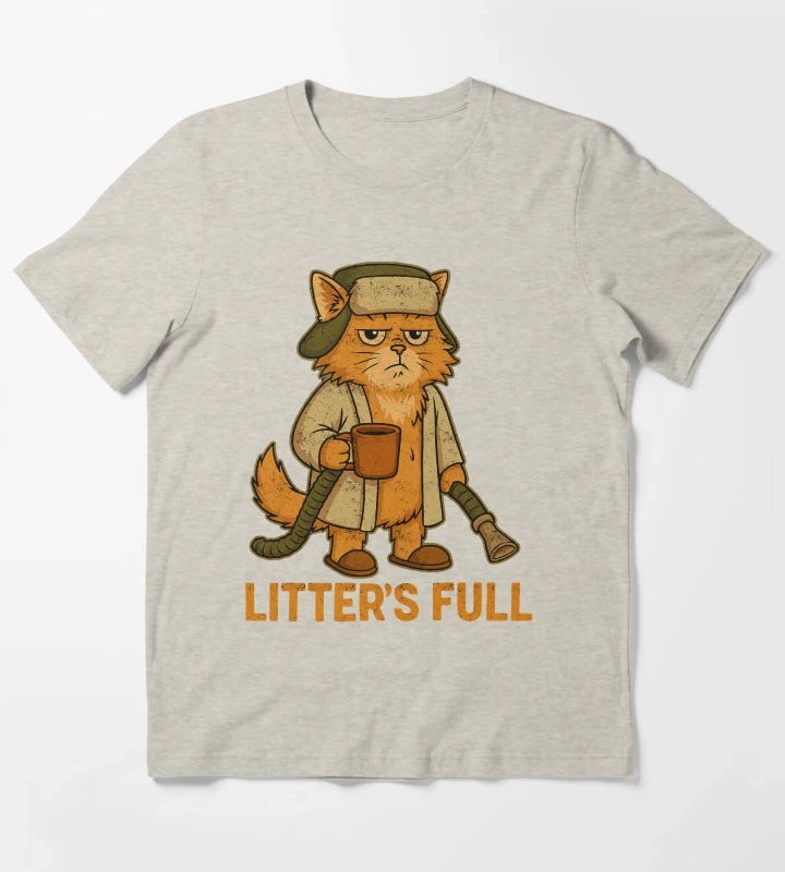 Litters Full Funny Cat Christmas Vintage Design T-Shirt Cream