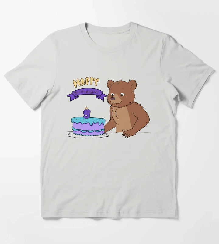 Little Bear 5th Birthday T-Shirt Light Grey