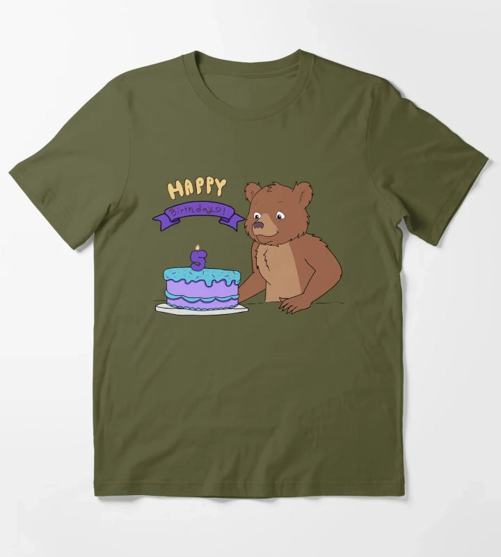 Little Bear 5th Birthday T-Shirt Olive Green
