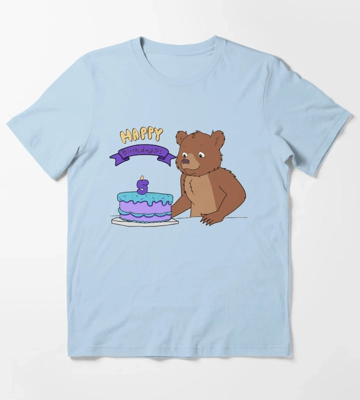 Little Bear 5th Birthday T-Shirt Sky Blue