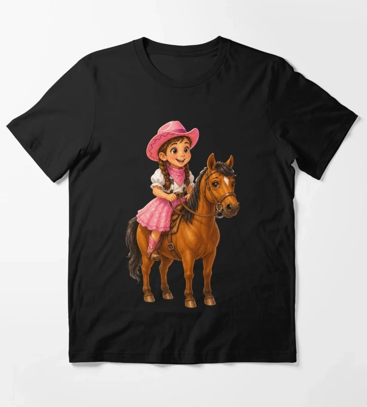 Little Cowgirl Riding Horse T-Shirt