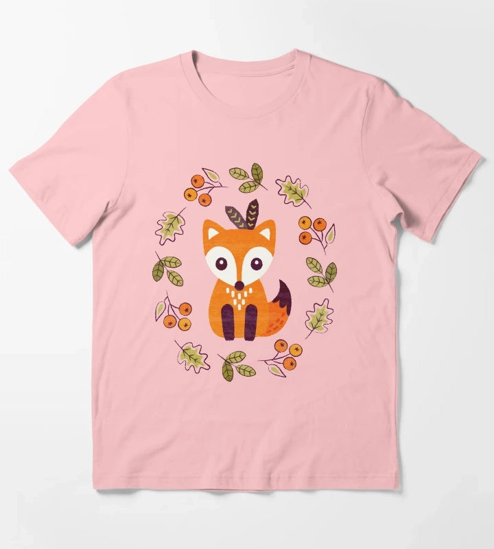 Little Red Fox with Autumn Berries T-Shirt Dark Grey