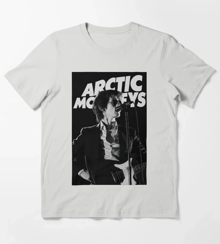 Live Concert Alex Turner Black And White Poster T-Shirt Light Grey