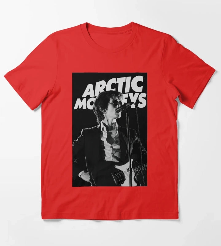 Live Concert Alex Turner Black And White Poster T-Shirt Red