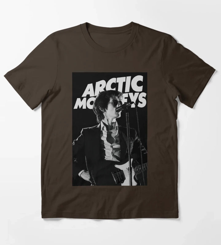 Live Concert Alex Turner Black And White Poster T-Shirt Brown