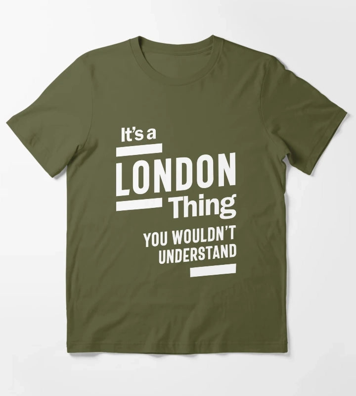 London Personalized Name Birthday Gift T-Shirt Olive Green
