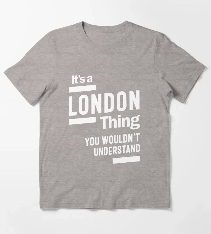 London Personalized Name Birthday Gift T-Shirt Heather Grey