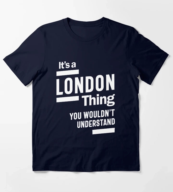 London Personalized Name Birthday Gift T-Shirt Navy