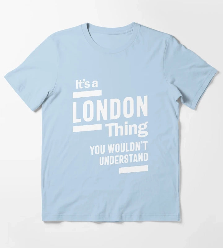 London Personalized Name Birthday Gift T-Shirt Sky Blue