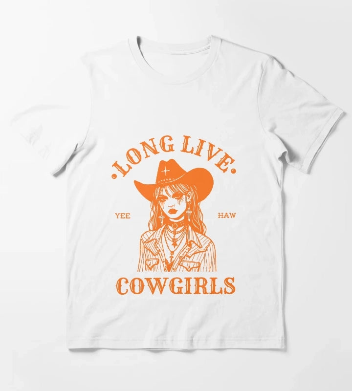 Long Live Cowgirls Western Rodeo Country Girl Aesthetic Design T-Shirt White