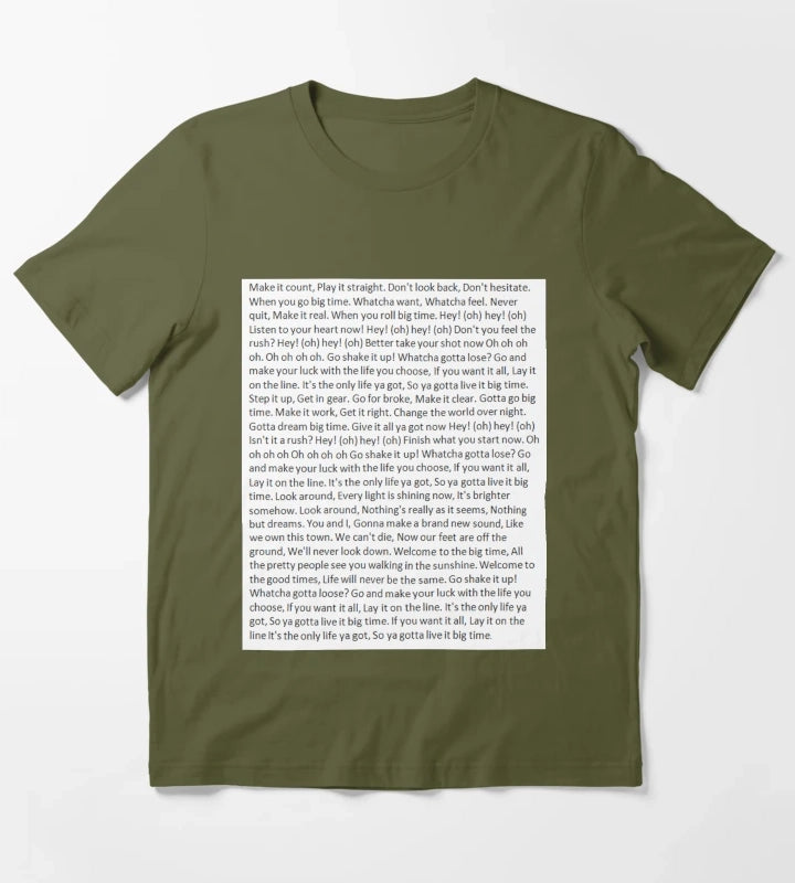 Lyrics to Big Time Rush T-Shirt Olive Green