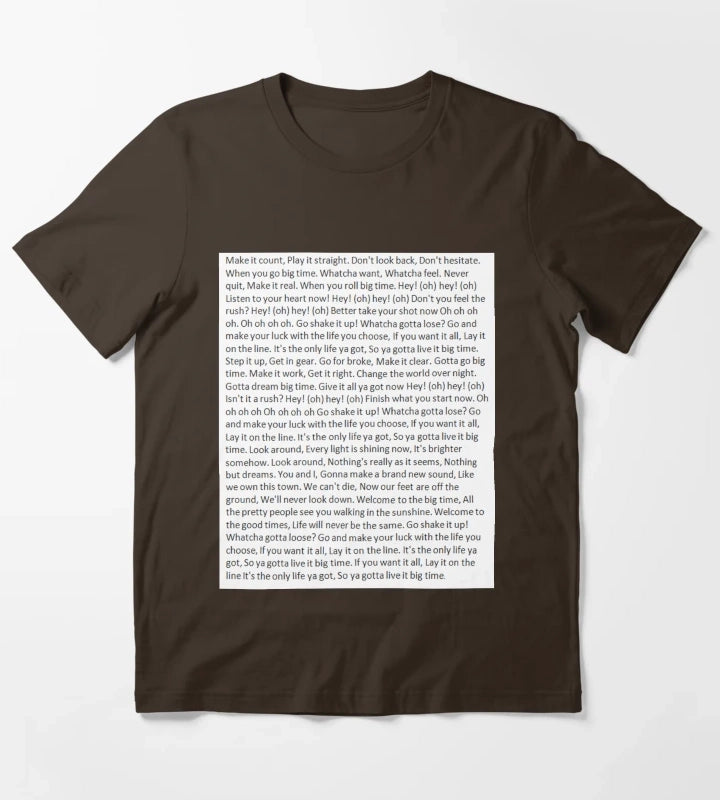 Lyrics to Big Time Rush T-Shirt Brown
