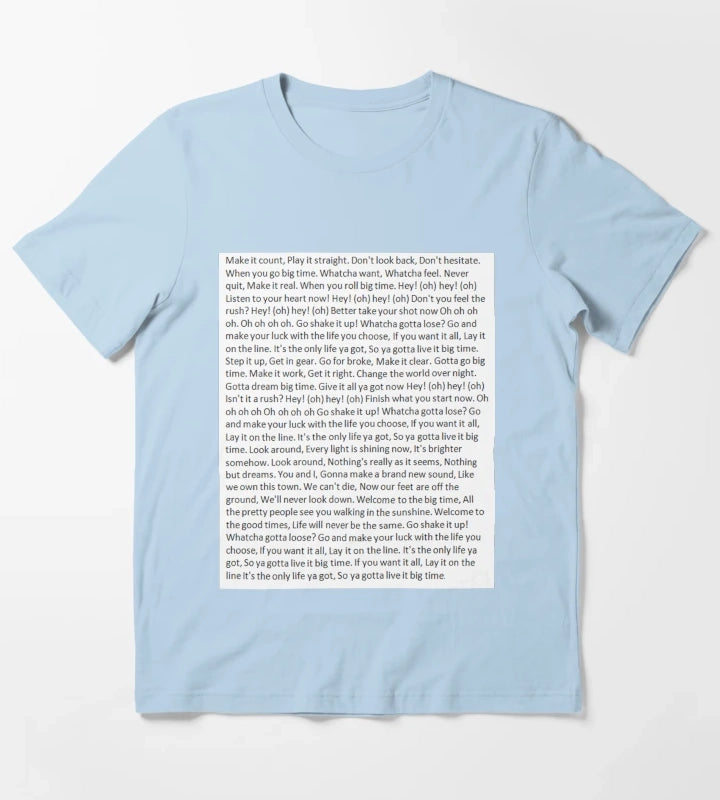 Lyrics to Big Time Rush T-Shirt Sky Blue