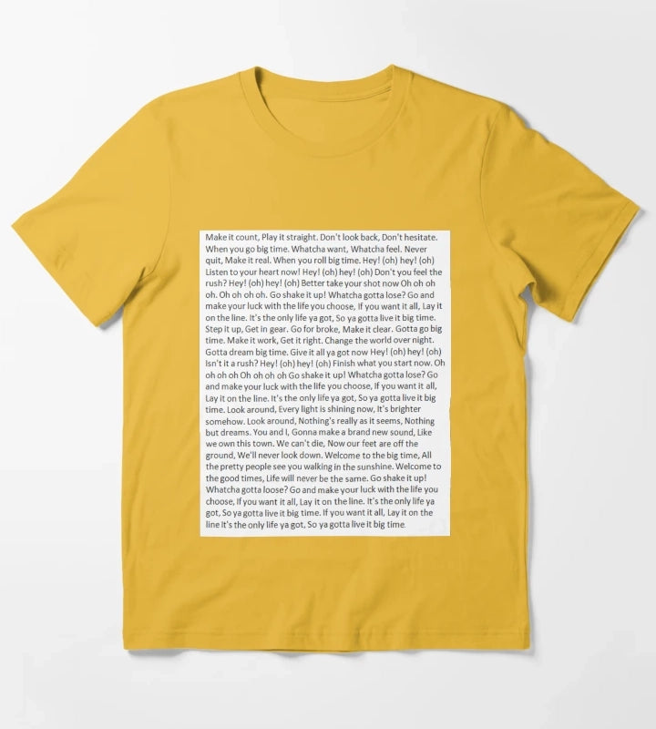 Lyrics to Big Time Rush T-Shirt Yellow