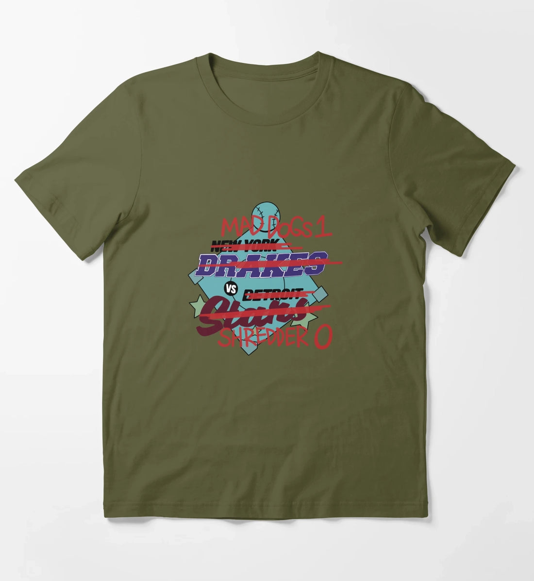 Mad Dogs 1 VS Shredder 0 T-Shirt Olive Green