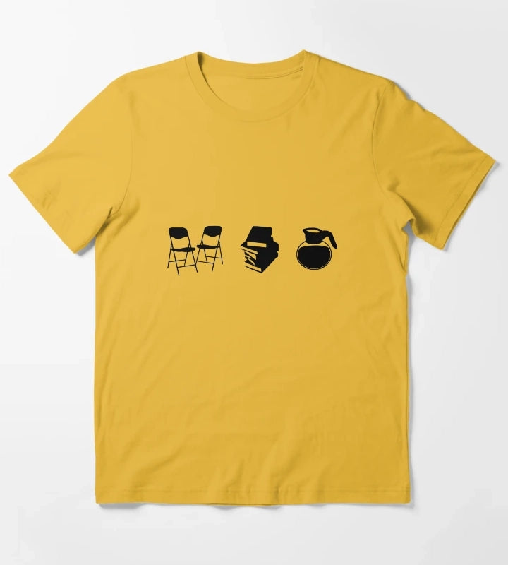 Makes a Meeting Chairs Literature and Coffee T-Shirt Yellow