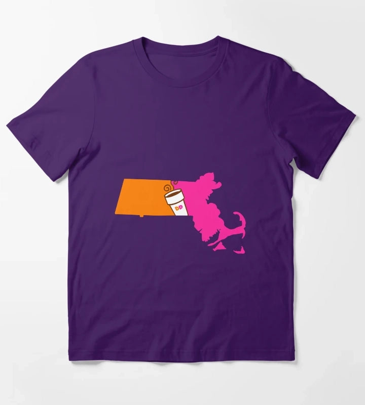 Massachusetts Coffee T-Shirt Purple
